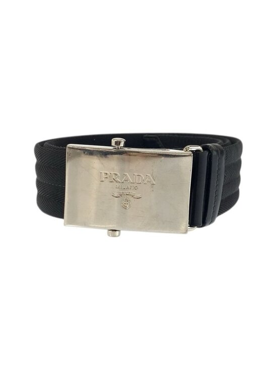 Prada Black Silver Nylon Belt Rolla Buckle main image 6